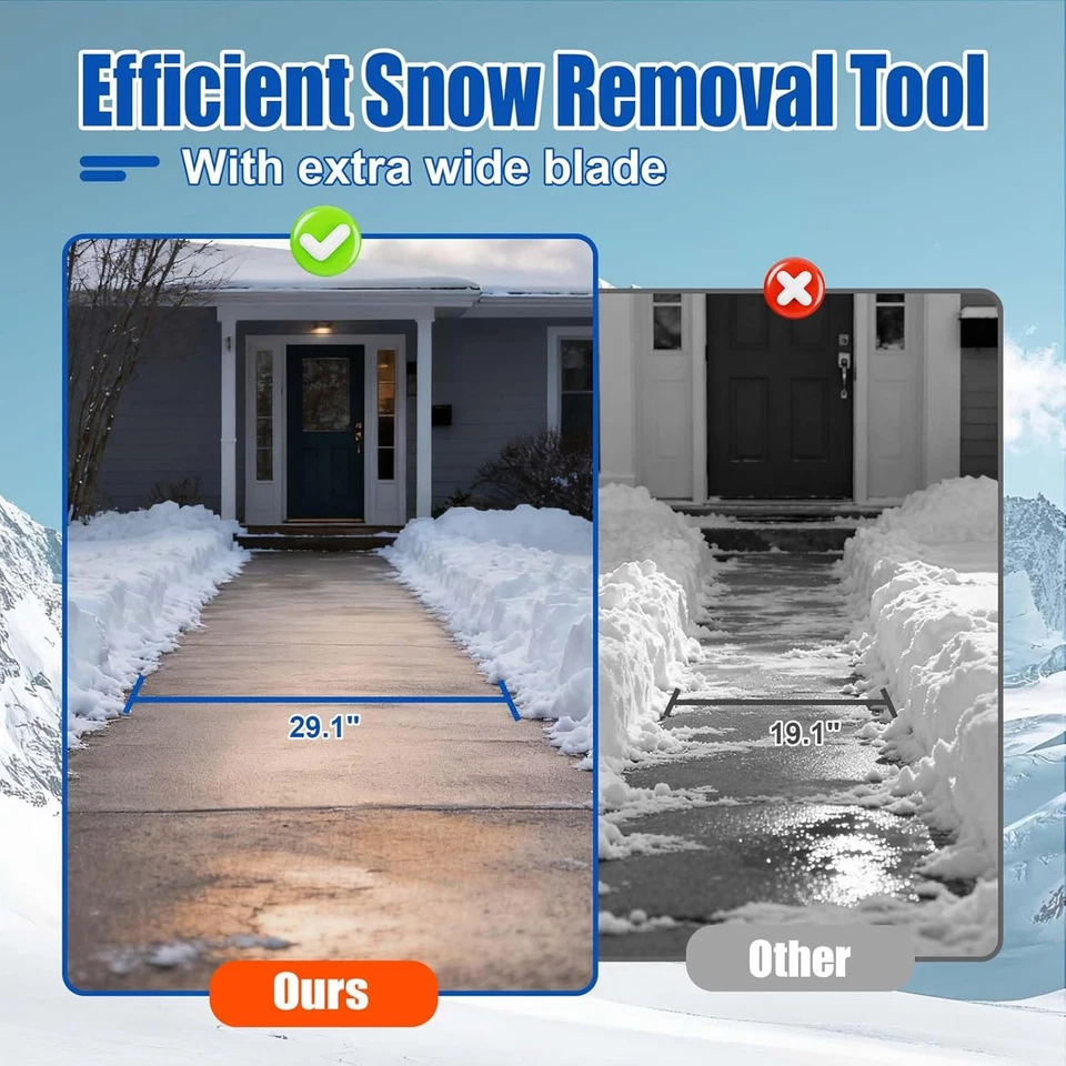 Quitanieves Empujador Arado de Mano para Quitar Nieve con Ruedas Mango Ajustable Hoja Ángulo Foto 4 de 4