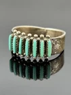 Vintage Zuni Sterling Silver Petit Point Turquoise Ring Signed G Acque sz 7.75
