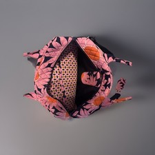 Pink Floral Quilted Satchel Top Handle Bag Zip Closure Detachable Strap Pockets