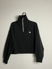 Puma Women's Downtown Oversized Fit Half Zip Crew Black Sweatshirt Size M