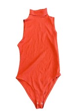 ZARA Orange Sleeveless Turtleneck Bodysuit One Piece Women's Size L