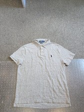 MENS POLO RALPH LAUREN SHORT SLEEVE CUSTOM SLIM FIT GRAY POLO SHIRT SIZE LARGE