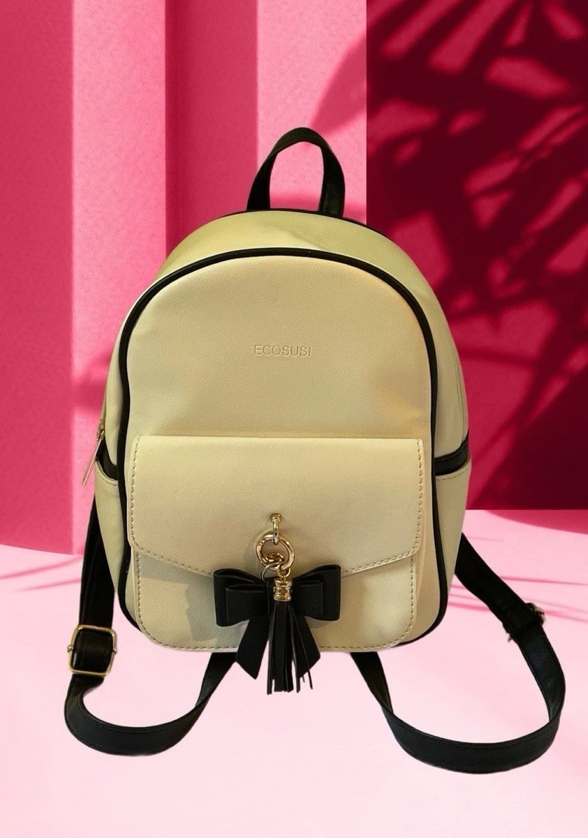 Ecosusi Mini Backpack Cream/Black Fashion Purse for Girls  display picture 2