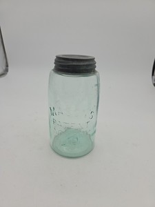 Mason's 5 Patent Nov.30th 1858 Fruit Jaf.  Nice Greenish Aqua. Reverse Apostroph