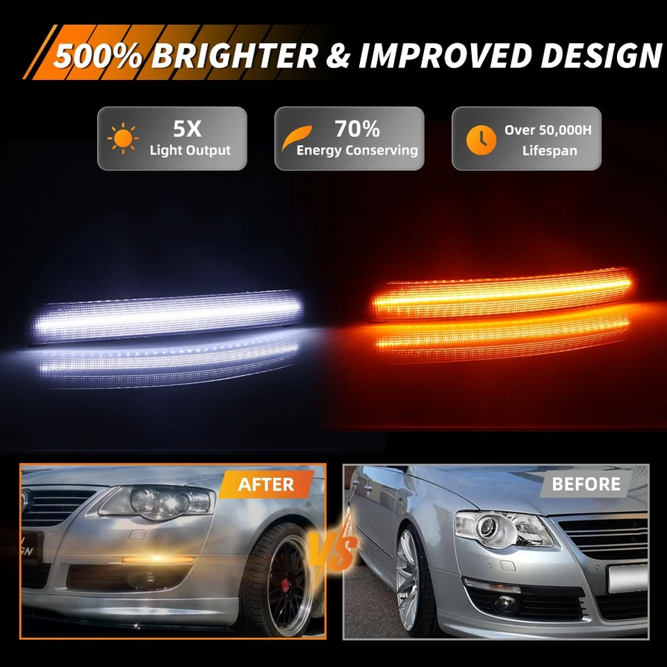 2 динамических светодиодных указателя поворота SmokeD Switchback DRL для 2006–2010 VW Passat - Изображение 2 из 4