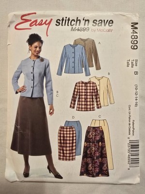 Easy Stitch N Save M4899 Pattern Petite Unlined Jacket Skirt Sz 10,12,14,16 NOS