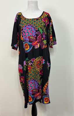 Vermont Country Store Women's size 3X Floral Midi Dress Boho Colorful Cotton