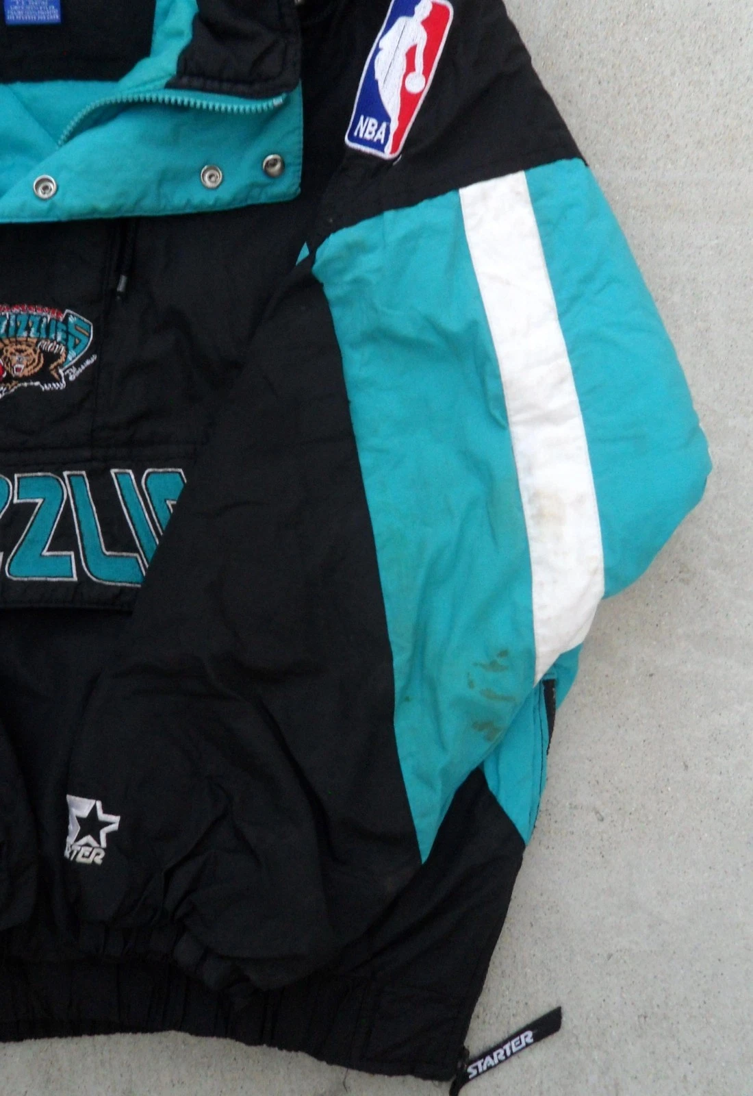 Vtg 90's Vancouver Grizzlies Starter Pull Over Jacket hooded Men's Large NBA image 12