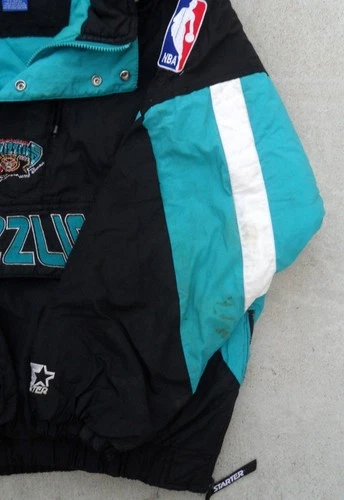 Vtg 90's Vancouver Grizzlies Starter Pull Over Jacket hooded Men's Large NBA image 12