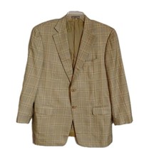 Men's PAL ZILERI Gruppo Forall Silk Wool Blazer Sport Coat Jacket 50 Tan Check