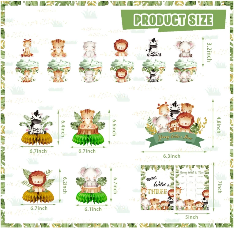 Joven Salvaje y Tres Decoraciones de Cumpleaños para Niños Niñas, 157 Piezas Safari en la Selva Foto 2 de 3