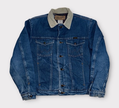 Vintage Wrangler Blanket Lined Denim Jacket Adult M (40) 90s Corduroy Collar