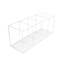QPEY Large Acrylic Pen Holder 4 Compartments,Clear Organizer Clear