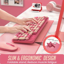 Wireless Keyboard and Mouse Combo - Full-Sized Ergonomic Typewriter Design