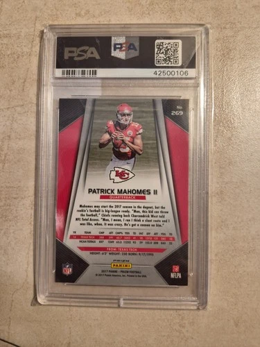 PATRICK MAHOMES II PSA 10 2017 PANINI PRIZM FB #269 ROOKIE DISCO RC CHIEFS