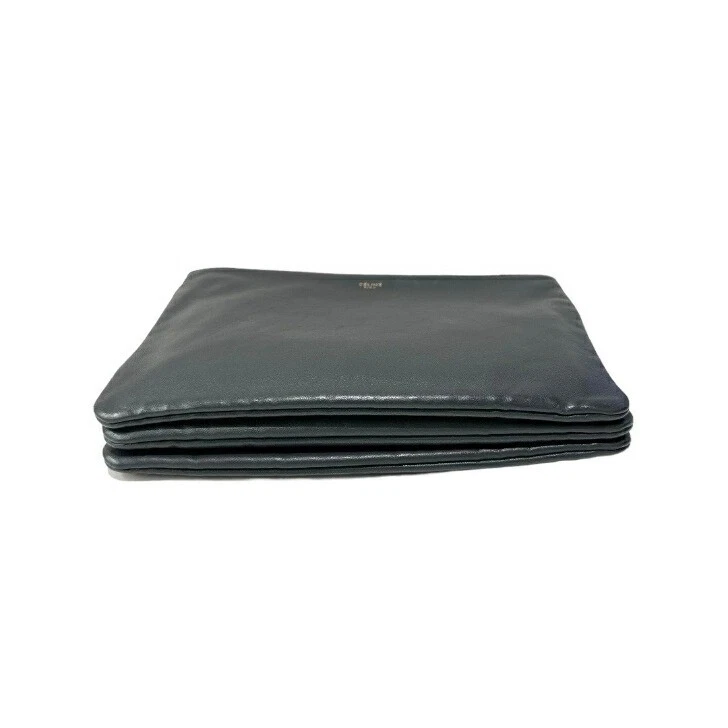 Borsa a tracolla Celine Trio grande in pelle grigio scuro oro ferramenta 2019