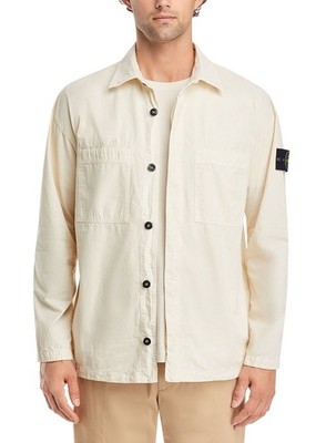 Stone Island Mens Canvas Garment Dyed Overshirt Small Plaster - NWT