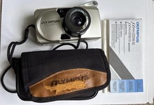 Olympus mju Zoom 115 35mm Film Camera TESTED with battery - w/Case Manual