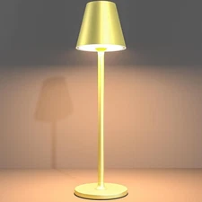 Modern LED CordlessTable Lamp,4000mAh Rechargeable Battery Desk Shiny Gold 
