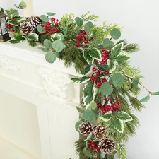 6.6ft Artificial Christmas Garland Real Touch Cedar Greenery Holiday Decor