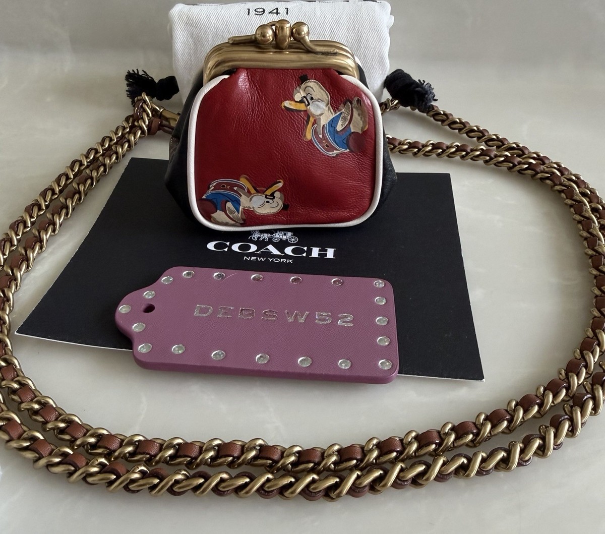 COACH 1941 DR. DOODLE DUCK MINI POUCH DOUBLE KISSLOCK XBODY LTD RED/MULTI 23195 View 3