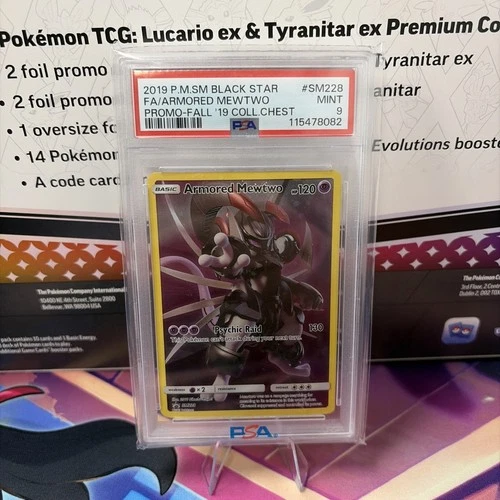 2019 Pokemon SM Black Star Promo Armored Mewtwo Fall '19 Coll.Chest PSA 9 #SM228