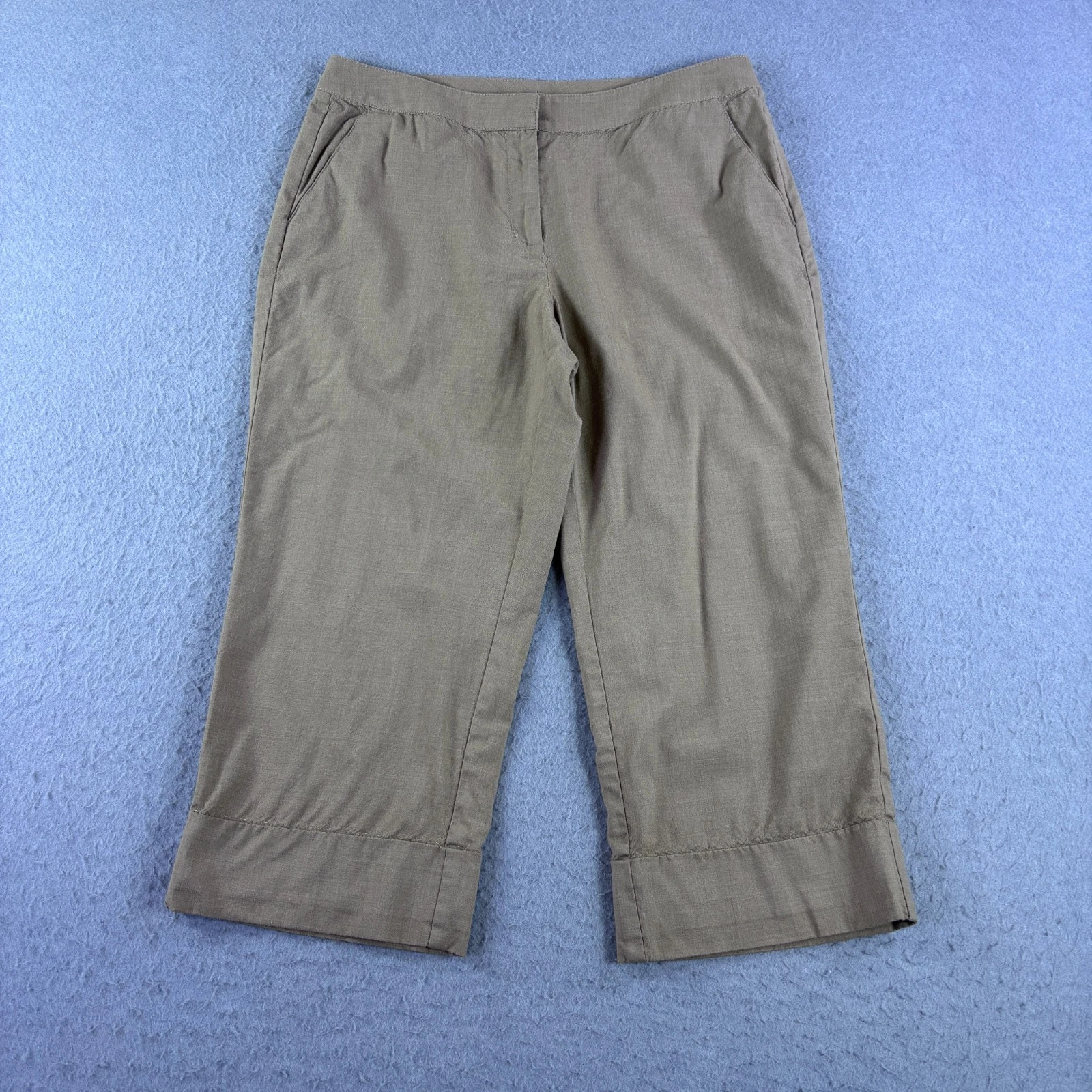 St. John Women’s Capri Cropped Pants Taupe Brown Size 6 Made in USA
