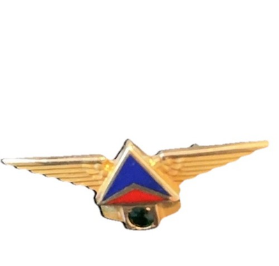 #ad Delta Air Lines 15 Year Service Pin 10K Gold Emerald Wings Balfour $150.00