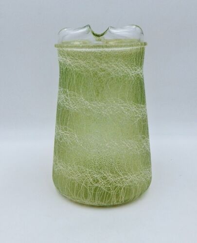 Color Craft Spaghetti String Drizzle Pitcher Green Glass Tea Water Mid Century - Picture 2 of 9