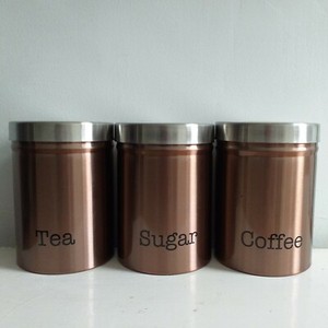 copper kitchen tea coffee sugar