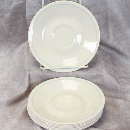 Corelle Windflower Saucers 6 1/4" Powder Blue Stripe Lot of 8