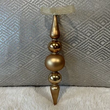 Matte Gold  with glitter  Frontgate Glass Finial Ornaments 8”