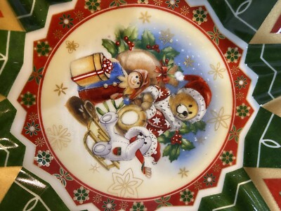 2Villerory Boch Toy's Fantasy Dish/Bowl~Holiday~Christmas~Teddy Bears~ Excellent