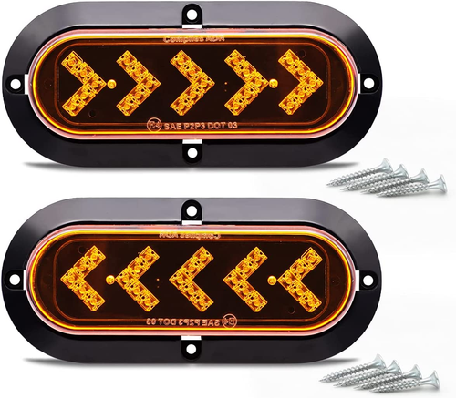 TMH (Pack of 2 6 Inch Oval ARROW Amber Light Turn Signal Tail Indicator Light - Picture 12 of 12