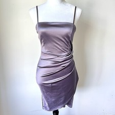 WINDSOR Lavender Satin Ruched Spaghetti Strap Mini Dress—SZ. Medium 