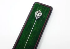 Ostby Barton 14K White Gold Stick Pin. Filigree. Diamond. Box