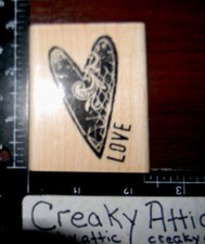 LOVE HEART PATTERNED RUBBER STAMP HAMPTON ART PSO284
