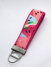 Key Fob Hand Made Wristlet/ Watermelon/ Fuchsia/ Green/ Birthday/ Graduation