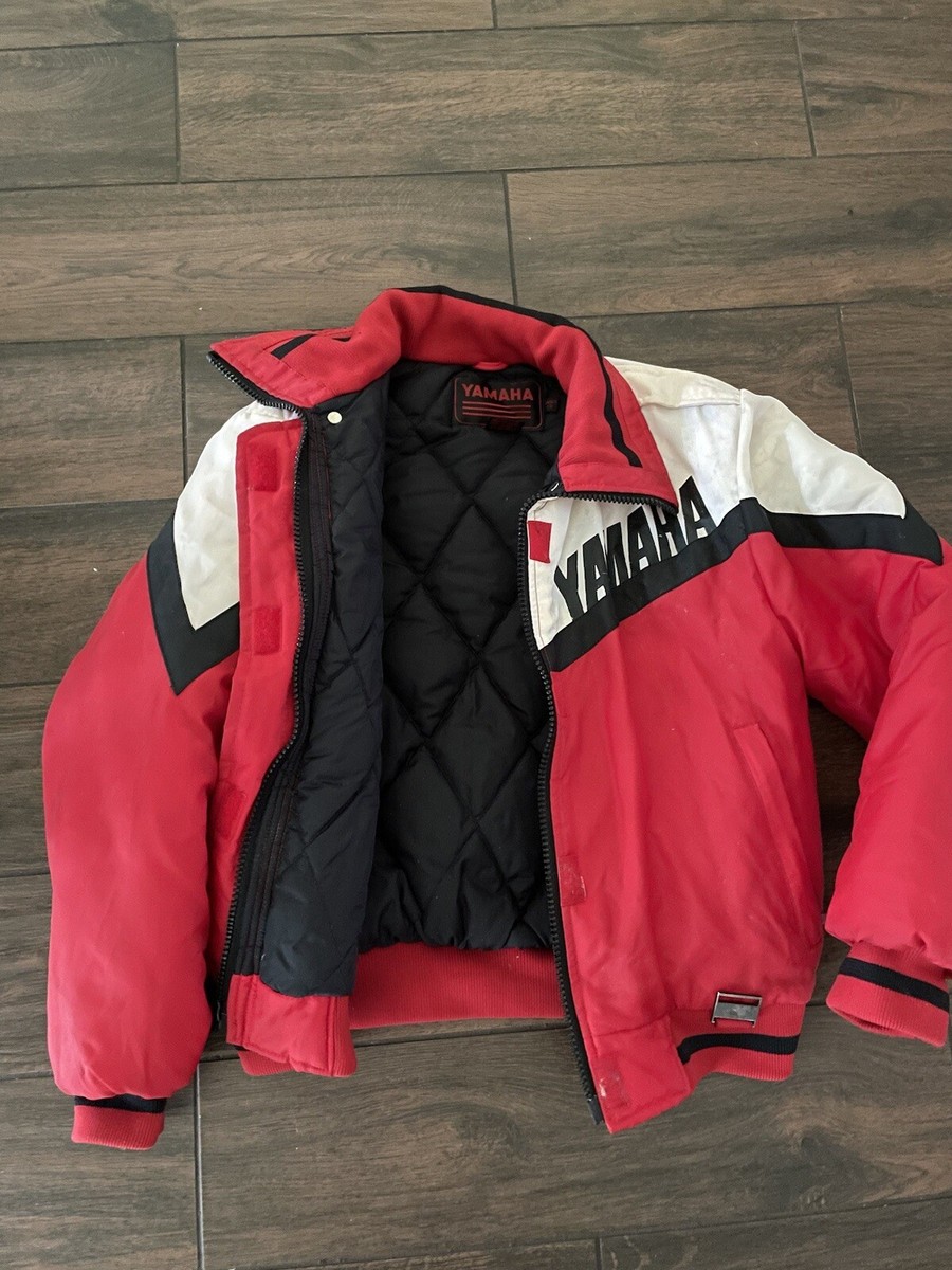 Vtg YAMAHA Racing Jacket Full Zip L Red Black White 90s Y2k