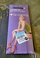 Size Long Vintage Vassarette Her Secret Silky Sheer Black Stockings 4015