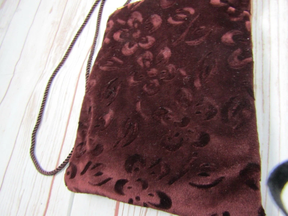 Bolsa tiracolo La Perla Borsetta Stoffa rara vintage marrom floral veludo - 6x6 - Imagem 3 de 4