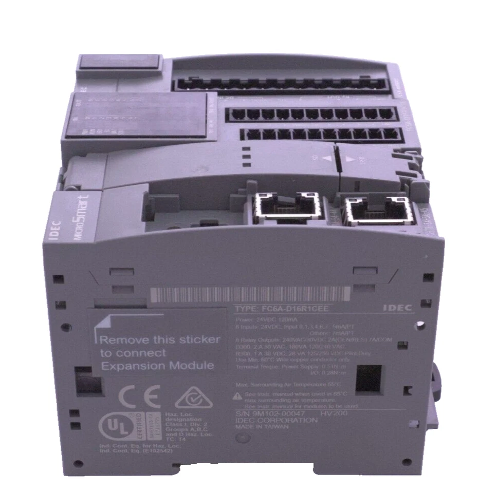 IDEC microSmart FC6A-D16R1CEE with FC6A-M08BR1 Module & PSSR-VC24 Fast Shipping - Image 2 of 4