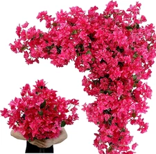 Pack of 20 - Artificial Bougainvillea Flower Stems Silk Fuchsia Bougainvillea Bu