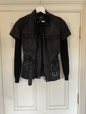 Mulberry Jacket Navy Leather & Wool Knitted Sleeves New UK Size 8