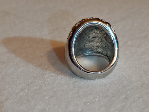 Stainless Steel Pave Rhinestone Beautiful Ring - Size 5 - No stones Are Missing - Picture 5 of 11