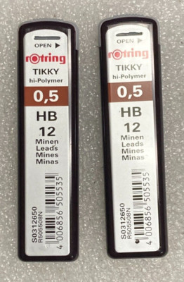Rotring 0.5 Hb Hi- Polymer Lead Each Tube Contains 12 Leads S0312650 2 Tubes