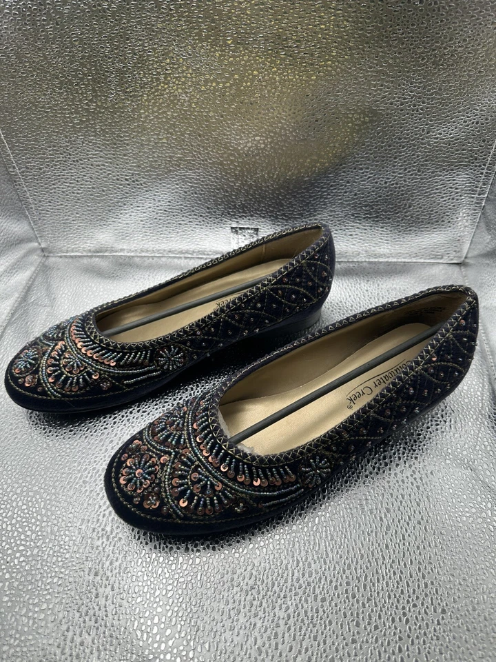 Coldwater Creek Cuentas Planas Rojo Granate o Azul Talla 7 Foto 3 de 4