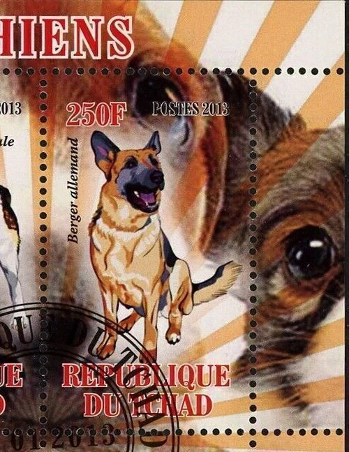Dogs Stamp French Buldog German Dog German Berger Souvenir Sheet MH - Image 3 of 4