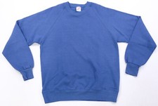 Rare Vintage JERZEES Plain Blank Pullover Crewneck Sweatshirt 90s USA Blue SZ L
