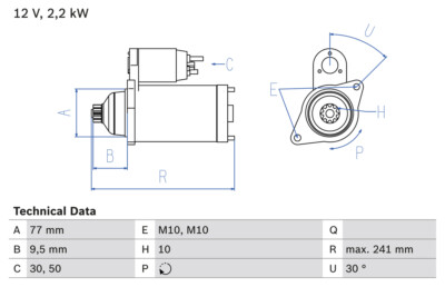 Bosch 0 986 022 700 Starter for Mitsubishi